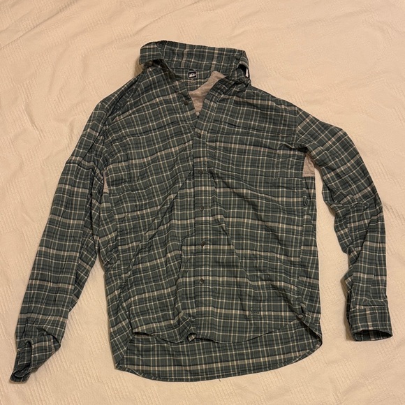 REI Green Plaid Long Sleeve Button Up Shirt - Picture 1 of 7